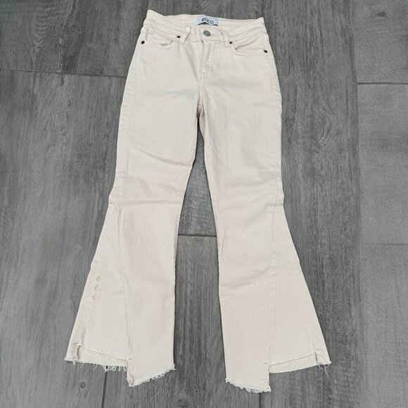 IRO Micki Cropped Flare Jean with Chewed Hem in Off White Size 25 - Picture 1 of 6